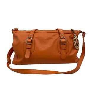 Onna Ehrlich Orange Leather Crossbody Bag | Buckle Accent